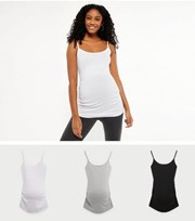 New Look Maternity 3 Pack White Grey and Black Scoop Camis